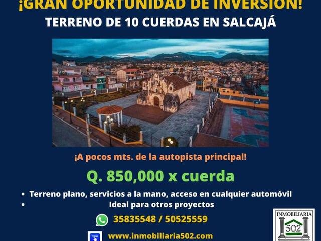 #2118 - Área para Venta en Salcajá - Quetzaltenango